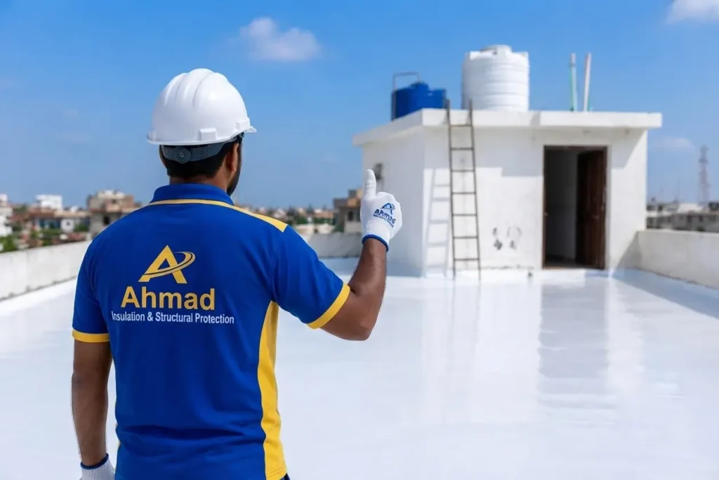 Ahmad Insulation team providing roof waterproofing and structural protection services in Nowshera Virkan